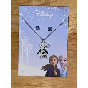 Girls Disney Frozen Olaf Snowman Necklace & Rhinestone Earring Set